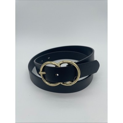 Source Unknown Black Belt with Gold Interlocking Ring Buckle