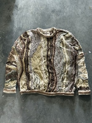 Vintage Coogi Sweater Mens XL Brown Textured 3D Knit Pullover Australia 90s