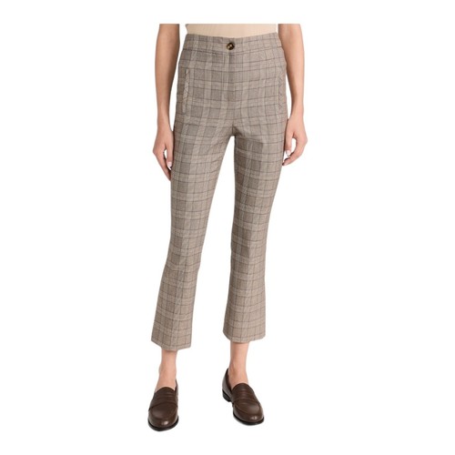 Veronica Beard Pants Arte straight cropped plaid brown size 6