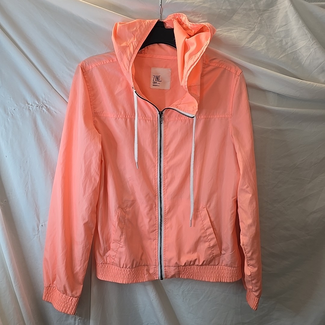  ZINE Women's Peach Windbreaker Hooded Lightweight Jacket Co
