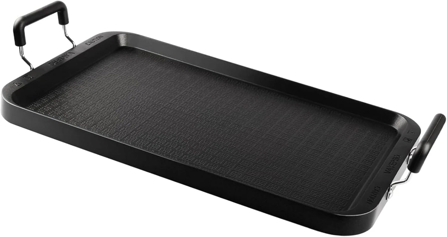 Stove Top Flat Griddle, 17 Inch 2 Burner Griddle Pan for Stove Top Grill, Alumin