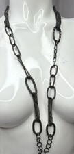 Daisy Fuentes Gunmetal Multi Chain Link Statement Necklace Long