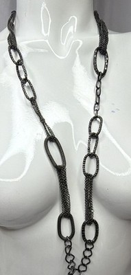 Daisy Fuentes Gunmetal Multi Chain Link Statement Necklace Long