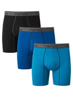 Hanes Men's 3-Pack Comfort Flex Boxer Briefs Fit Ultra Soft Cotton Stretch Wick