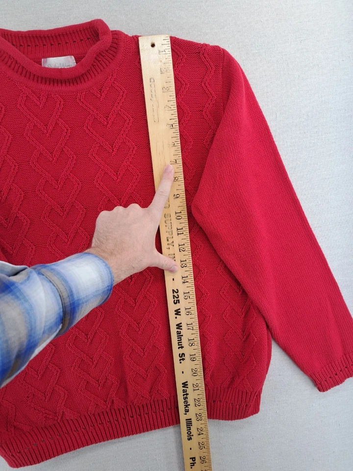 Suéter De Colección Cuello Redondo Para Mujer Grande Rojo Tejido Corazones Pullover Navidad Algodón  Foto 4 de 4