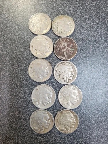 Buffalo Nickel 5C Lot of 10 Circulated US Coins  #367