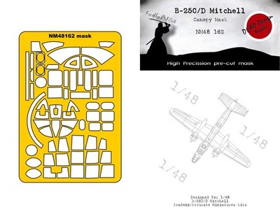 Dead Design 1/48 NORTH AMERICAN B-25C/D MITCHELL CANOPY PAINT MASK Academy +