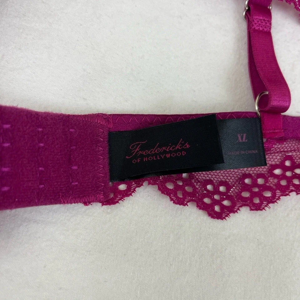 Bralette Frederick’s of Hollywood Caroline forrado de encaje y malla XL fucsia Foto 4 de 4