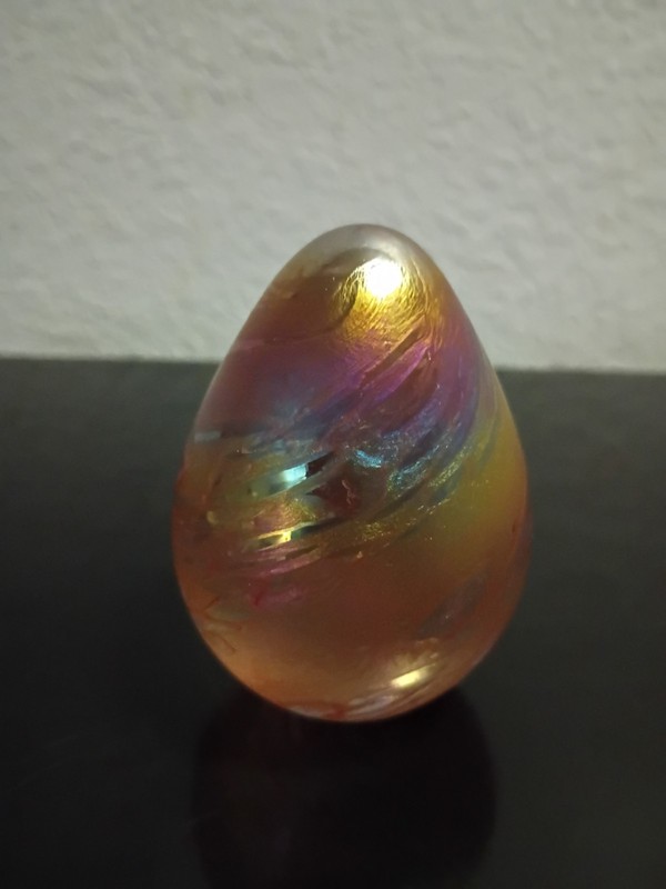Vintage OBG Pink Metalic  Iridescent Easter Egg Shaped Paperweight 1990