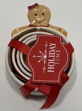 Gingerbread Nesting Measuring 4 Cup Set Candy Cane Peppermints Stoneware