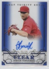 2016 Leaf Trinity Clear Auto Blue 21/25 Junior Fernandez #CA-JF1 Auto i5q