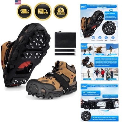 Crampons Ice Cleats for Shoes and Boots, 28 Steel Shoe Spikes Ultra-Grip Ice ...