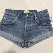 Free People We the Free Jean Shorts Size 25 Blue Denim Cut Off Frayed Women s