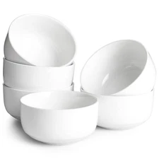 22 Oz Ceramic Cereal Bowls 5.25" White Soup Bowls Set Of 6 For Kitchen Small Bow