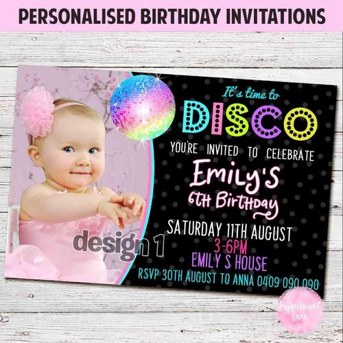 'YOU PRINT' DISCO PARTY Birthday Invitations Invites Personalised DIGITAL FILE - Picture 3 of 7
