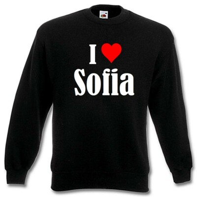 Sweatshirt Sweater I Love Sofia für Damen Herren und Kinder Farben Schwarz Weiss