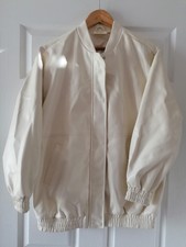 Anthropologie Maeve Oversized Faux Leather Bomber Jacket Ivory Xs Uk6 8 Jp2