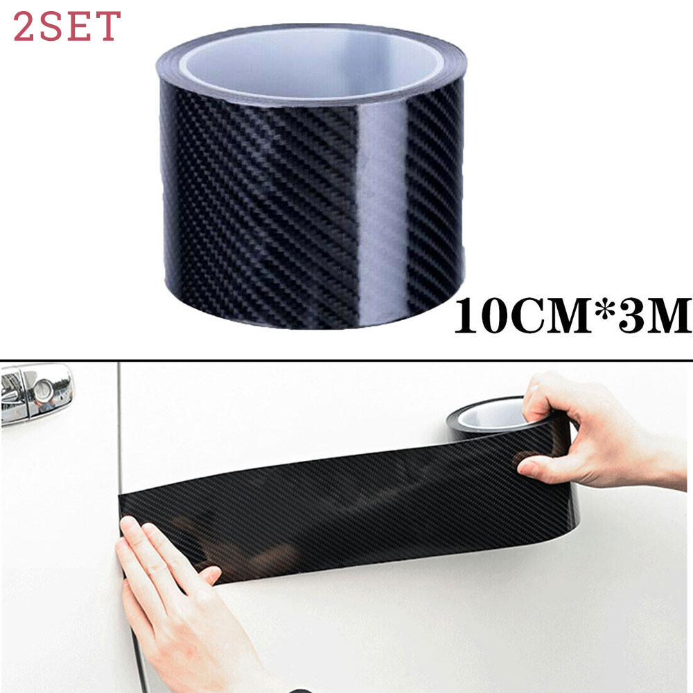 2-Pack 9.8ft Car Door Sill Protector Anti-Scratch Carbon Fiber Sticker Cover