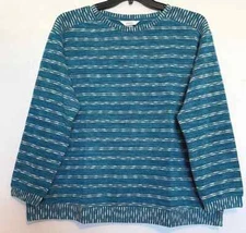 CJ Banks Size 1X Teal & White stripe knit top, long sleeves NWT
