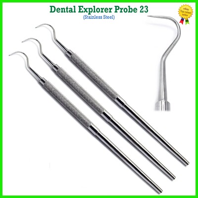3 Pcs Dental Explorer Probe 23 Hook Tartar Remover Periodontal Dentist Pick Tool