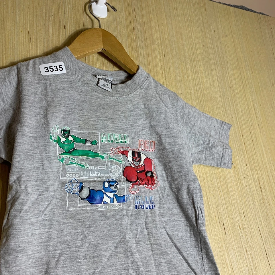 VTG Power Rangers Shirt Youth 3T Grey Short Sleeve Boy's Graphic Print Y2K - Image 4 of 4