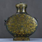 Chinese Antique Han Dynasty Bronze Cuo Gold With Inscription Pots 206 Bc-220 Ad