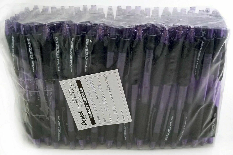 NEW Pentel Click-N-Go Ballpoint Pen Violet Barrel Black Ink BULK 144-pcs BK450V - Image 3 of 3