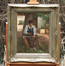 Albert Wachter, Painter Of The Munich School, Blacksmith At Work, Signed Munich