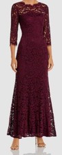 Eliza J Women's Red Mulberry Lace 3/4-Sleeve Mermaid Formal Gown Dress Size 0