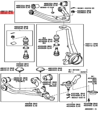 TOYOTA CENTURY LEXUS LS400 FRONT SUSPENSION LH SIDE UPPER CONTROL
