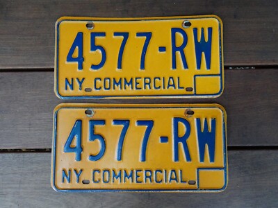 Vintage New York Commercial License Plate Set Matched Pair 1970-80s ...