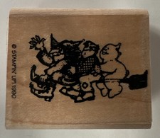 WITCH FRANKENSTEIN GHOST BROOM Stampin' Up 1990 Happy Halloween RUBBER STAMP