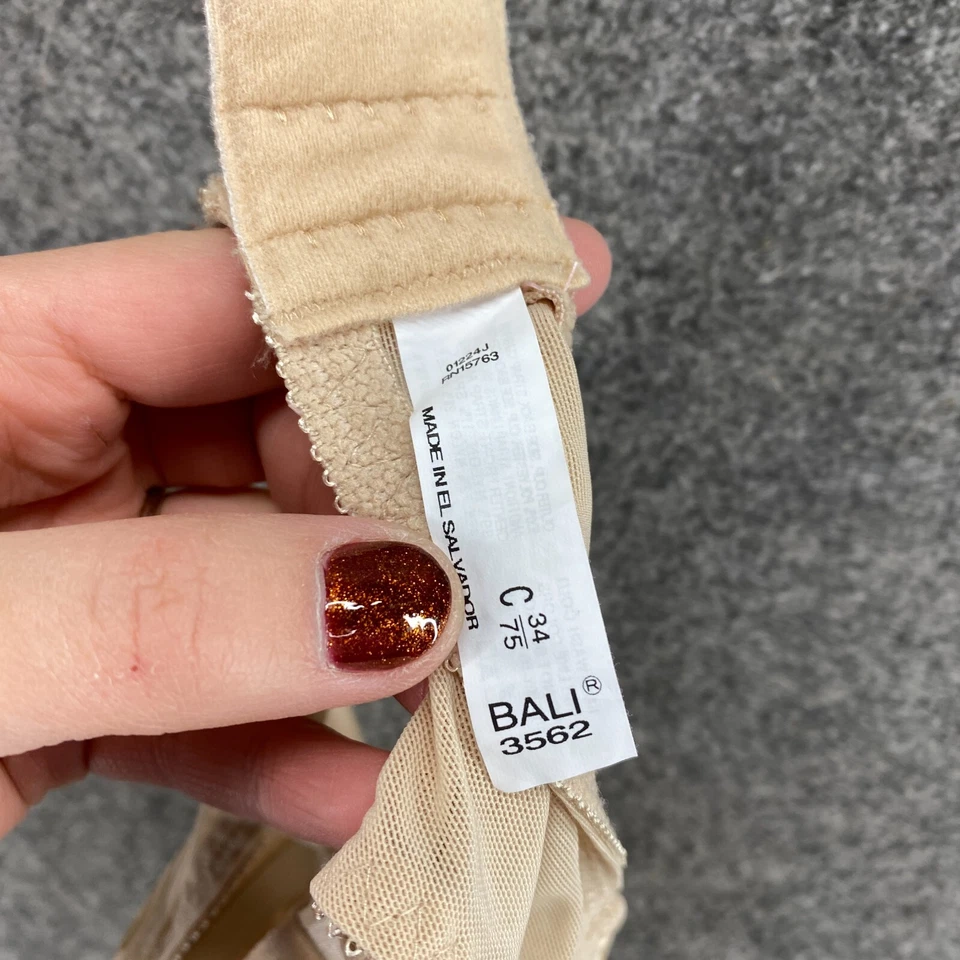 Sujetador Bralette Bali Mujer 34 C Beige Paisley Con Aros Opaco Forrado Nylon Encaje Foto 3 de 4