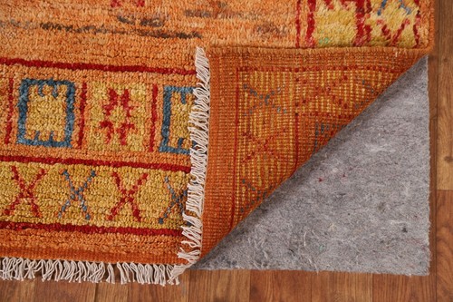 Orange Geometric Moroccan Berber 10 ft Runner Rug 3x10 Plush Wool Handmade - Picture 10 of 12