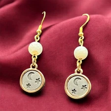 2" Handmade novelty earrings with crackled white agate beads