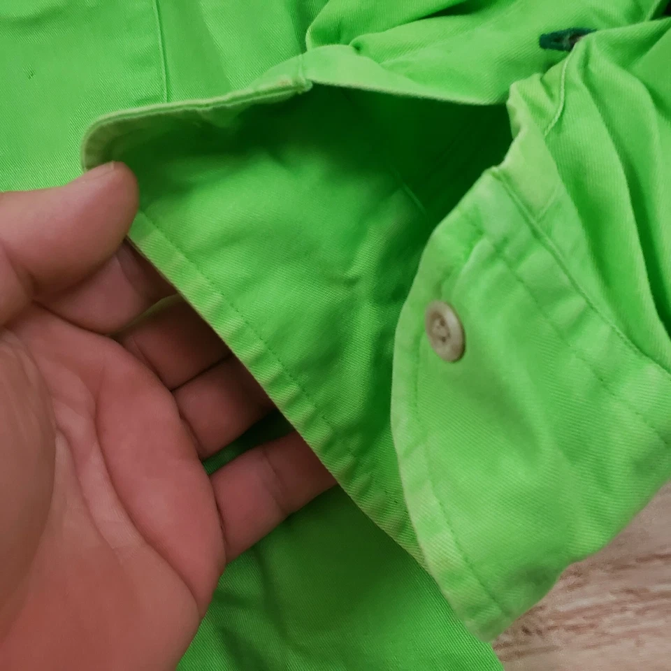 Camisa Tommy Hilfiger DE COLECCIÓN Para Hombre Mediana Verde Naranja Escudo Abotonado Adulto Años 90 Foto 4 de 4