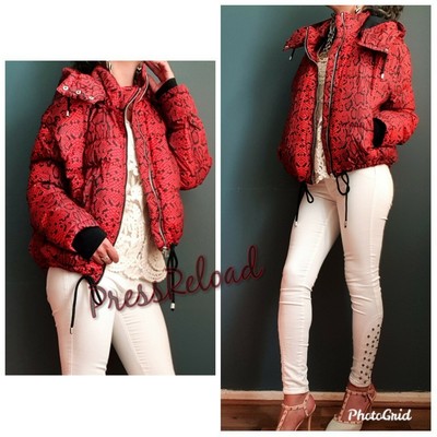 zara snakeskin puffer
