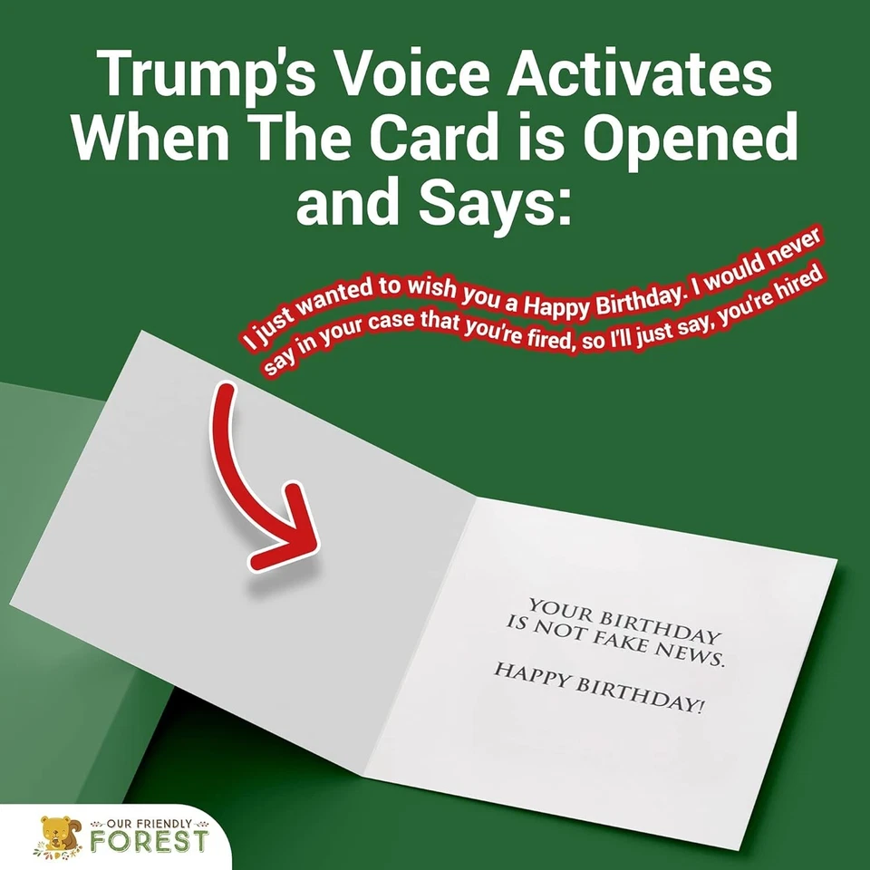 Tarjeta de cumpleaños Talking Trump con voz real de Trump - tarjetas de cumpleaños de Trump para... Foto 2 de 4