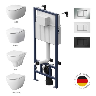 WC Komplettset Wand WC Spülrandlos Hänge Vorwandelement Spülkasten Drückerplatte