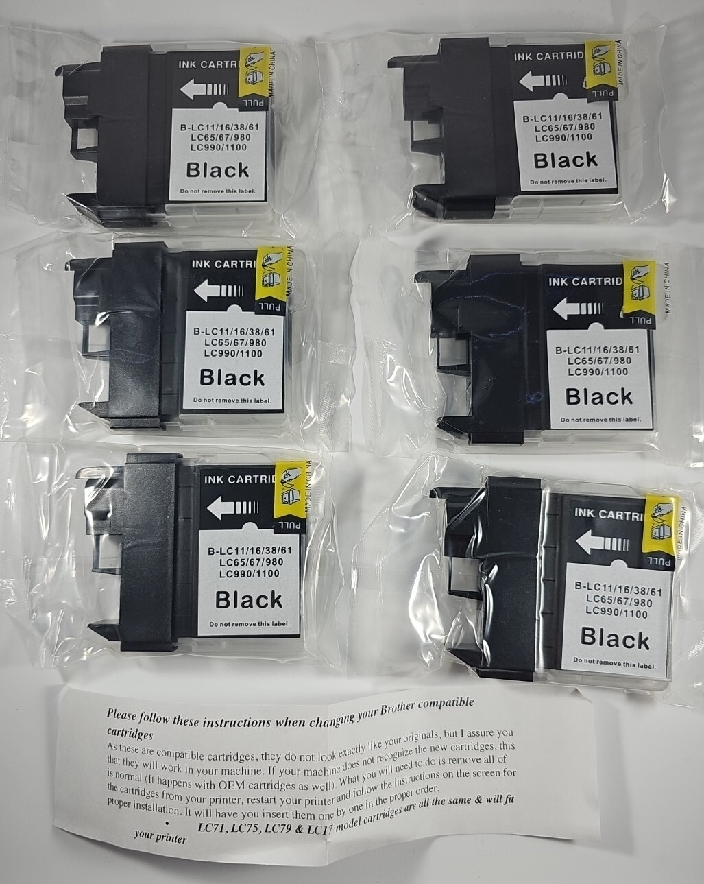 Ink Cartridges for Brother Printers LC11/16/38/61/65/67/980/1100 Lot Of 6-image