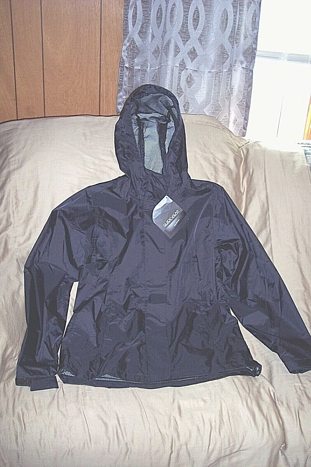 Mens Medium Rain Jacket Black Rain Coat Light Weight Packable Waterproof Jacket