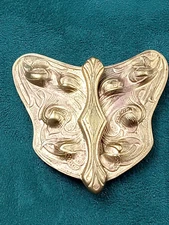 Rare Arts & Crafts Clip Buckle in Brass:  2.25" tall x 2.25" wide raised design