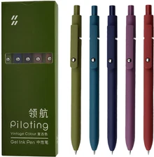 Gel Pens, 5 Pcs 0.5Mm Black Ink Pens Fine Point Smooth Writing Pens with Silicon