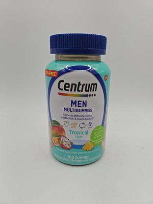 Centrum Men's Gummies, Tropical Fruit 100 Count Gelatin free Exp 04/2025