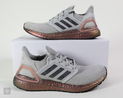 Adidas Ultraboost 20 Metal Grey Signal Coral Athletic Shoes Mens