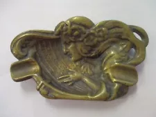 VINTAGE ART  NOUVEAU SCULPTED LADY BRONZE  ASHTRAY NL