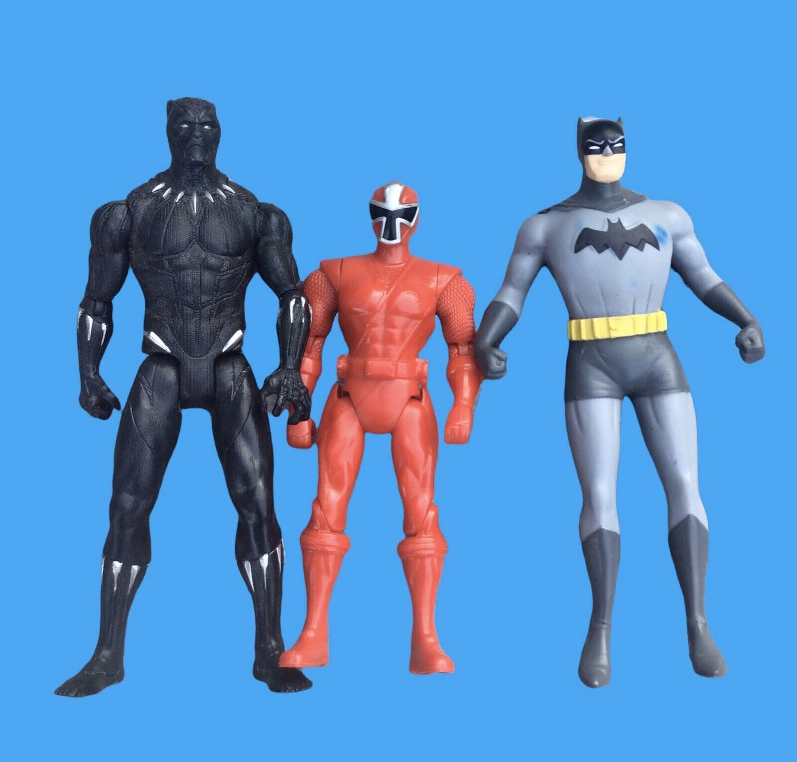 Bendable Batman Figure 5” Power Ranger Figure 5” And Advengers Black Panther 6”