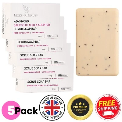 MOKSHA BEAUTY Sulphur Soap for Acne - Best Antibacterial Soap For Mites, Scabies, Anti-Blemish