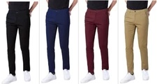 Plaid&Plain Men's Skinny Stretchy Khaki Pants Colored Pants Slim Fit Slacks (Co)