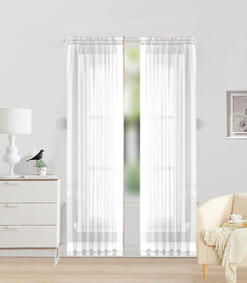 2PC SOLID SHEER PANEL INDOOR OUTDOOR PORCH WEDDING ROD POCKET WINDOW CURTAIN